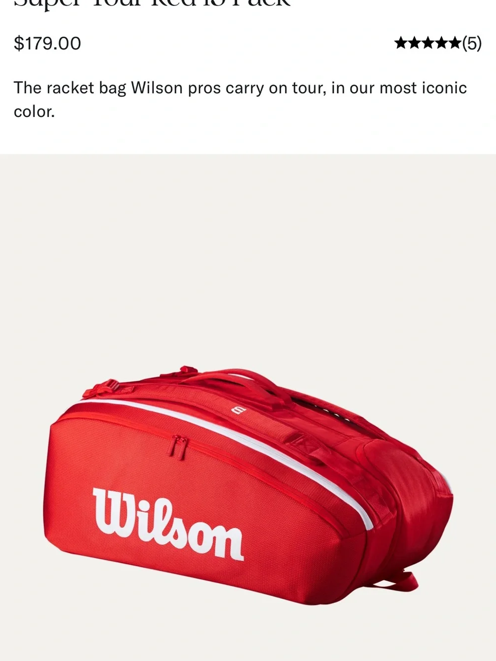 Wilson Tour Ref 15 pack Red Duffel Tennis Bag